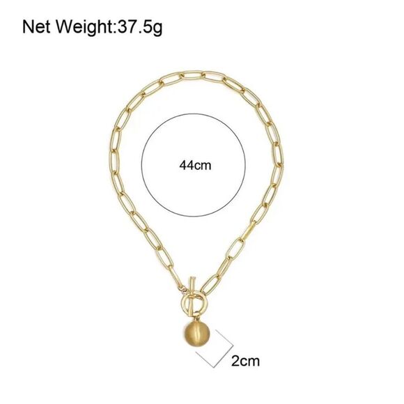 Big Ball Golden Pendant Necklace - Picture 2 of 5